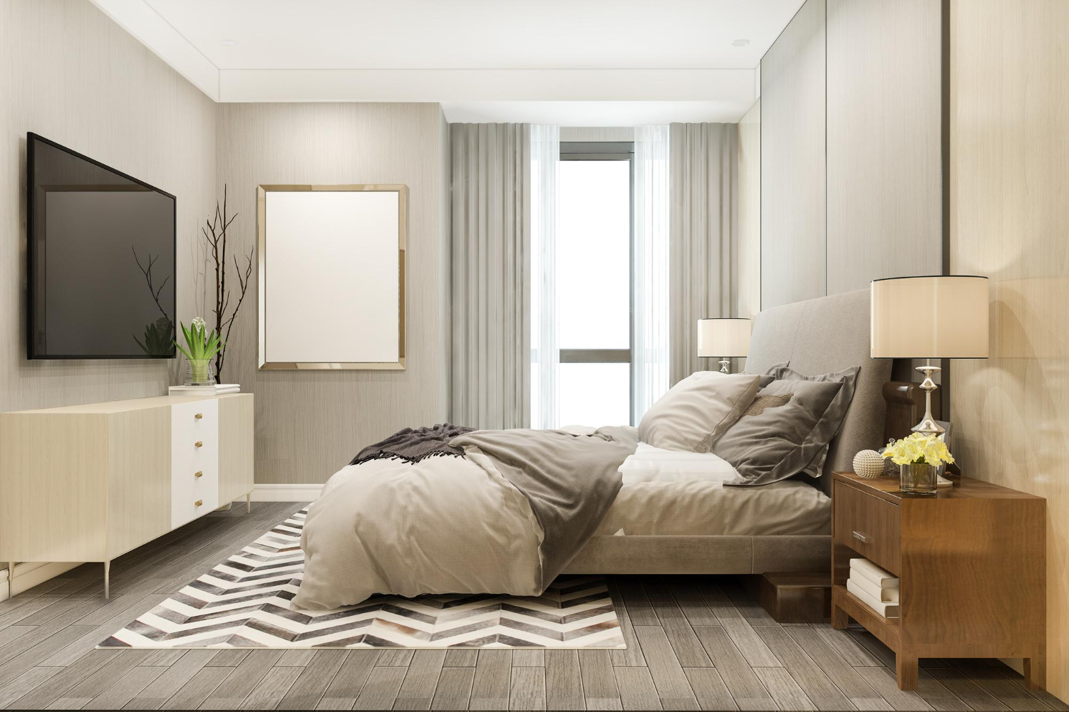 Vents decentralized heat recovery ventilator on the wall, in a modern apartment interior